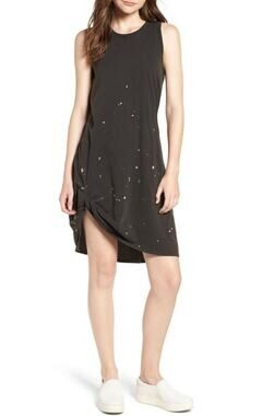 n:Philanthropy Gray Lori Distressed Paint Splatter Midi Dress Women's Medium